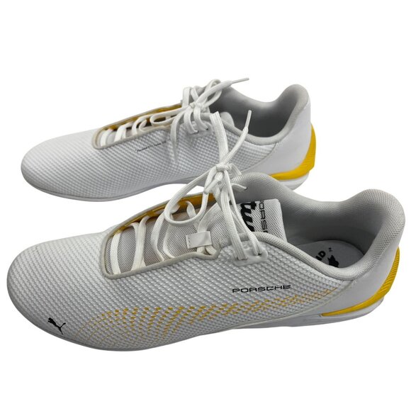 Puma Mens Porsche Legacy White & Yellow Mesh Lace-Up Sneakers - Size 14 C321 - Picture 1 of 12
